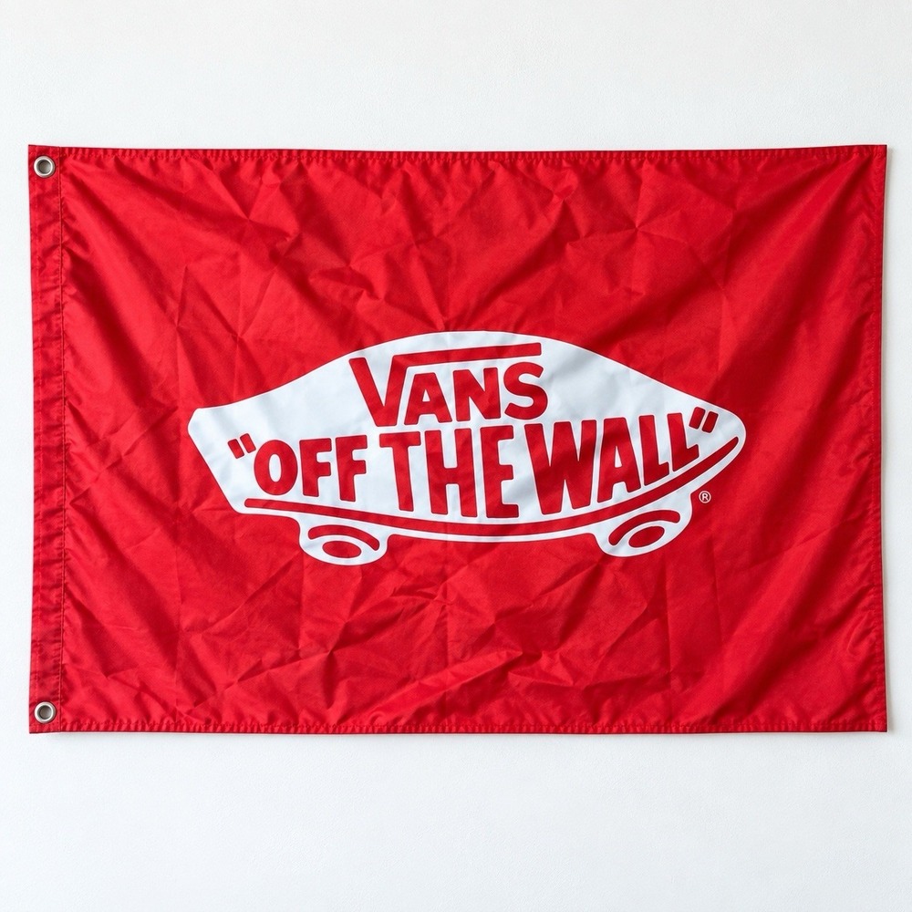 Vans Off The Wall Red Logo Flag 28"x49" Wall Art Decor